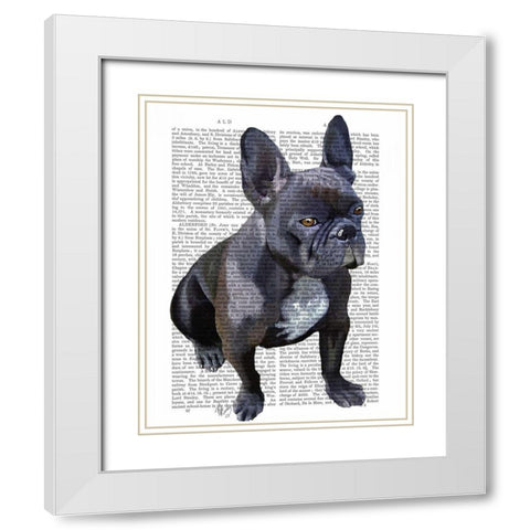 French Bulldog Plain White Modern Wood Framed Art Print with Double Matting by Fab Funky