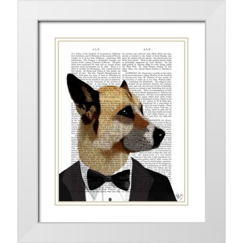 Debonair James Bond Dog White Modern Wood Framed Art Print with Double Matting by Fab Funky