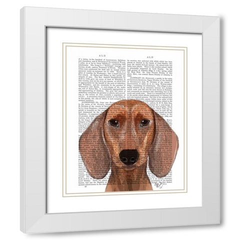 Dachshund Illustration Plain White Modern Wood Framed Art Print with Double Matting by Fab Funky