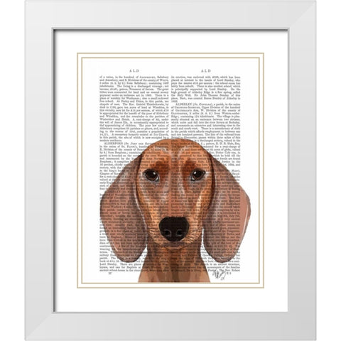 Dachshund Illustration Plain White Modern Wood Framed Art Print with Double Matting by Fab Funky