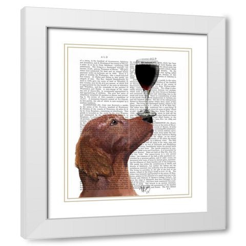 Red Setter Dog Au Vin White Modern Wood Framed Art Print with Double Matting by Fab Funky
