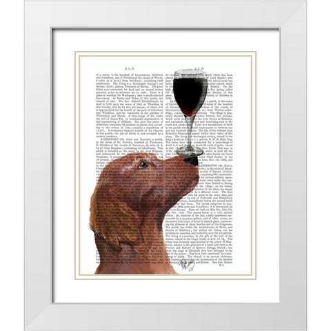 Red Setter Dog Au Vin White Modern Wood Framed Art Print with Double Matting by Fab Funky