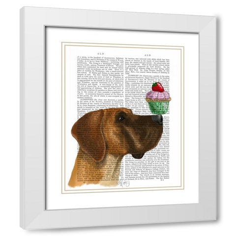 Great Dane and Cupcake White Modern Wood Framed Art Print with Double Matting by Fab Funky