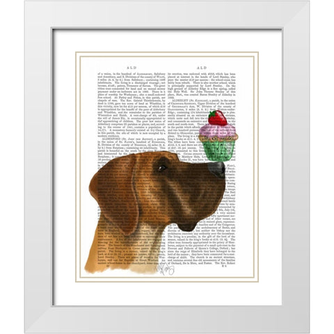 Great Dane and Cupcake White Modern Wood Framed Art Print with Double Matting by Fab Funky