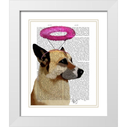 German Shepherd With Pink Halo White Modern Wood Framed Art Print with Double Matting by Fab Funky