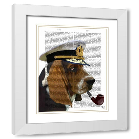 Basset Hound Sea Dog White Modern Wood Framed Art Print with Double Matting by Fab Funky