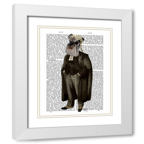 Schnauzer Lawyer White Modern Wood Framed Art Print with Double Matting by Fab Funky