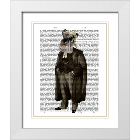 Schnauzer Lawyer White Modern Wood Framed Art Print with Double Matting by Fab Funky