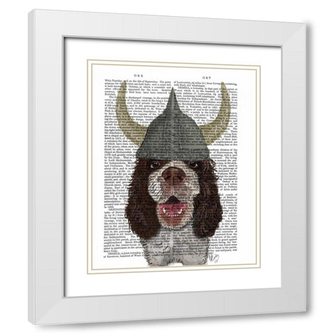 Springer Spaniel Viking White Modern Wood Framed Art Print with Double Matting by Fab Funky