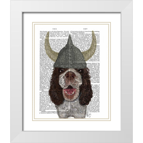 Springer Spaniel Viking White Modern Wood Framed Art Print with Double Matting by Fab Funky