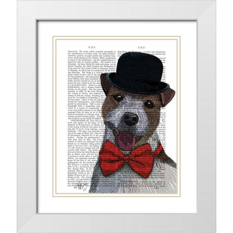 Jack Russell Union Jack White Modern Wood Framed Art Print with Double Matting by Fab Funky