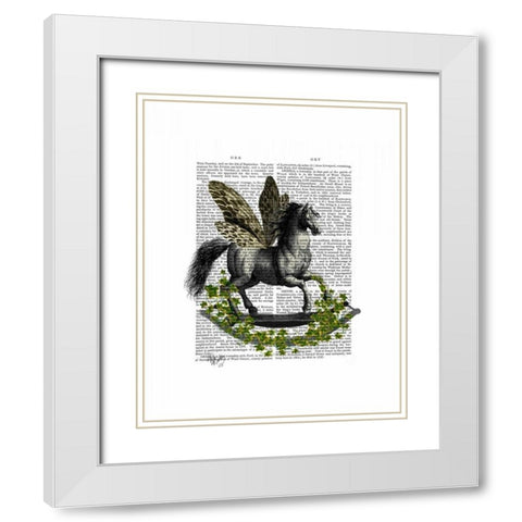Rocking Horse Fly White Modern Wood Framed Art Print with Double Matting by Fab Funky