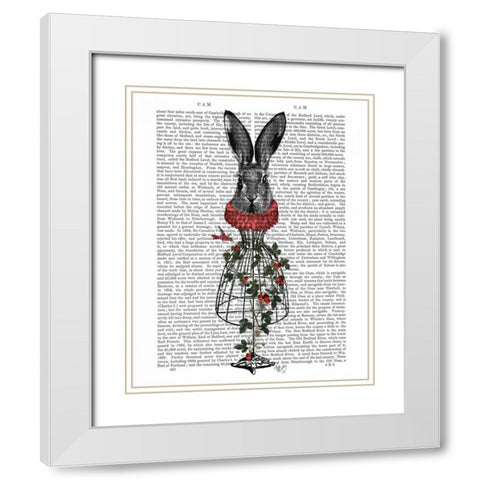 Strawberry Hare White Modern Wood Framed Art Print with Double Matting by Fab Funky