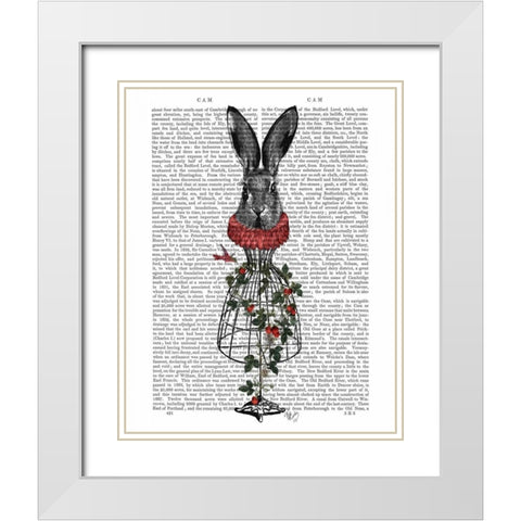 Strawberry Hare White Modern Wood Framed Art Print with Double Matting by Fab Funky