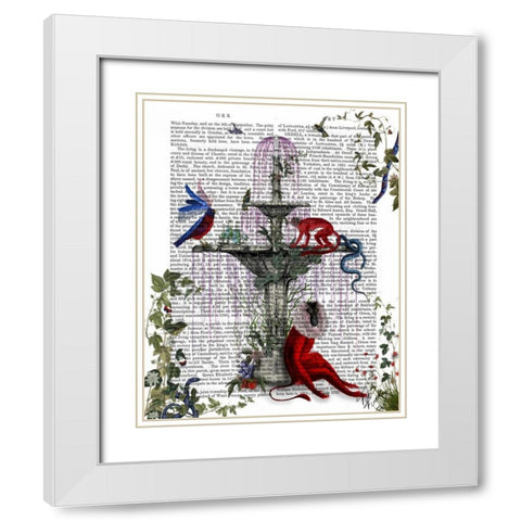 Scarlet Monkey White Modern Wood Framed Art Print with Double Matting by Fab Funky