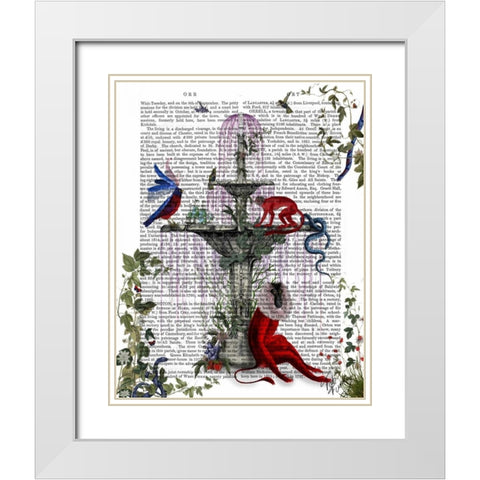 Scarlet Monkey White Modern Wood Framed Art Print with Double Matting by Fab Funky