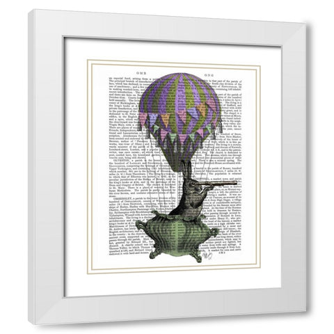 Navigating Rabbit White Modern Wood Framed Art Print with Double Matting by Fab Funky