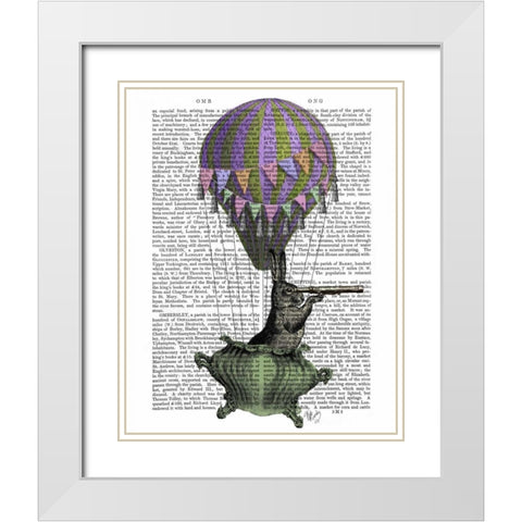 Navigating Rabbit White Modern Wood Framed Art Print with Double Matting by Fab Funky