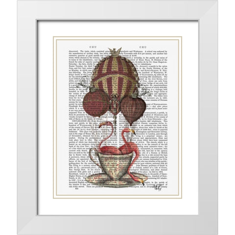 Flamingos in Teacup White Modern Wood Framed Art Print with Double Matting by Fab Funky