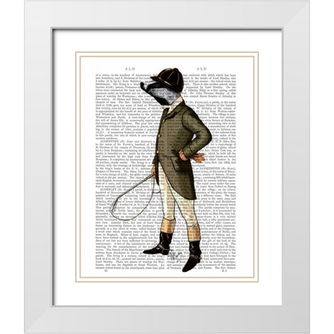 Badger The Rider Full White Modern Wood Framed Art Print with Double Matting by Fab Funky