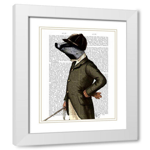 Badger The Rider Portrait White Modern Wood Framed Art Print with Double Matting by Fab Funky