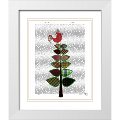 Tartan Tree Illustration White Modern Wood Framed Art Print with Double Matting by Fab Funky