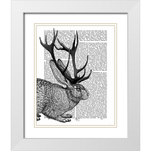 Jackalope Portrait 2 White Modern Wood Framed Art Print with Double Matting by Fab Funky