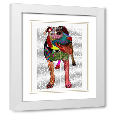 Staffordshire Bull Terrier - Patchwork White Modern Wood Framed Art Print with Double Matting by Fab Funky
