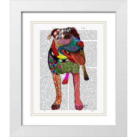 Staffordshire Bull Terrier - Patchwork White Modern Wood Framed Art Print with Double Matting by Fab Funky