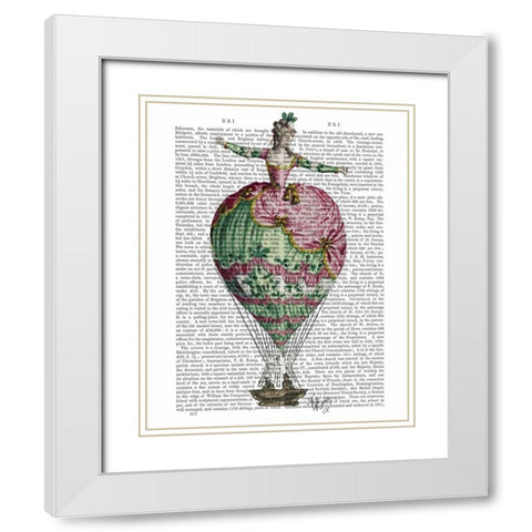 Hot Air Balloon Woman 2 White Modern Wood Framed Art Print with Double Matting by Fab Funky