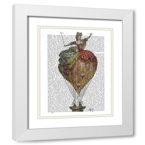 Hot Air Balloon Woman 3 White Modern Wood Framed Art Print with Double Matting by Fab Funky