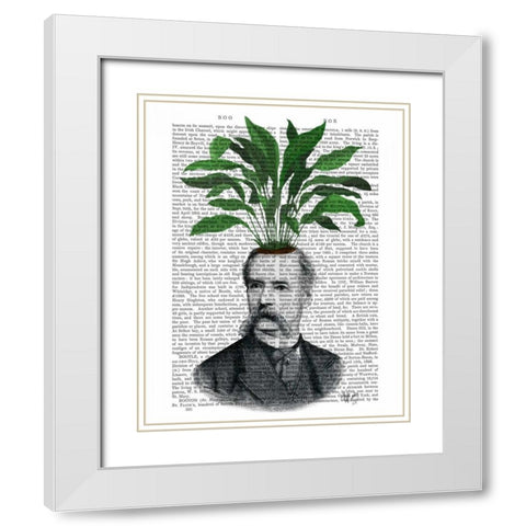 Aspidistra Head Plant Head White Modern Wood Framed Art Print with Double Matting by Fab Funky