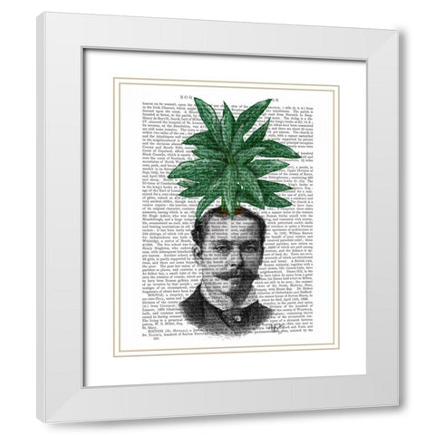 Chinese Evergreen Head Plant Head White Modern Wood Framed Art Print with Double Matting by Fab Funky