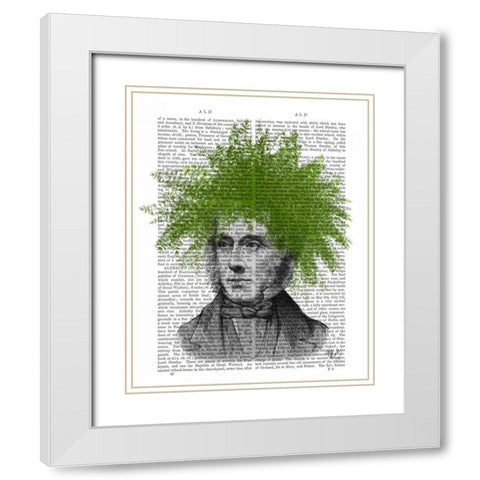 Asparagus Fern Head Plant Head White Modern Wood Framed Art Print with Double Matting by Fab Funky