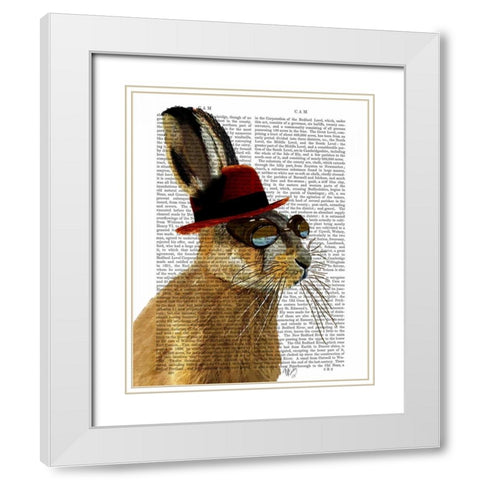 Steampunk Hare with Bowler Hat White Modern Wood Framed Art Print with Double Matting by Fab Funky