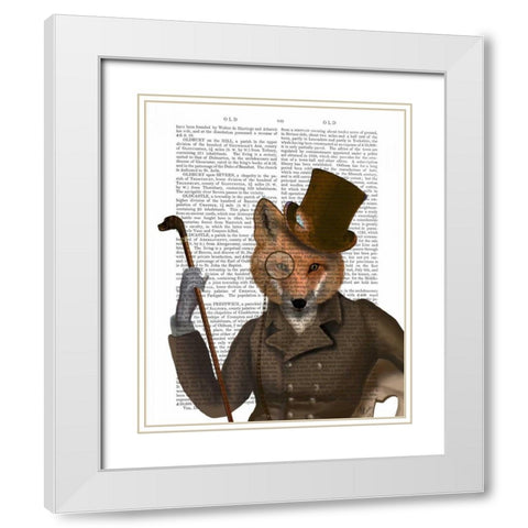 The Bounder Fox Print White Modern Wood Framed Art Print with Double Matting by Fab Funky