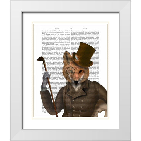 The Bounder Fox Print White Modern Wood Framed Art Print with Double Matting by Fab Funky