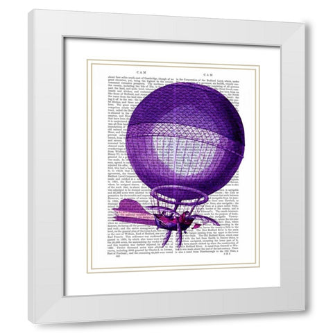 Blanchards Hydrogen (Purple) Hot Air Balloon White Modern Wood Framed Art Print with Double Matting by Fab Funky