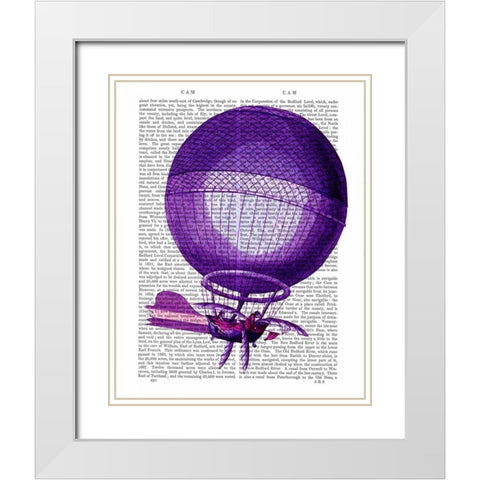 Blanchards Hydrogen (Purple) Hot Air Balloon White Modern Wood Framed Art Print with Double Matting by Fab Funky