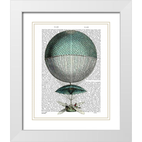Vaisseau Volant Hot Air Balloon White Modern Wood Framed Art Print with Double Matting by Fab Funky