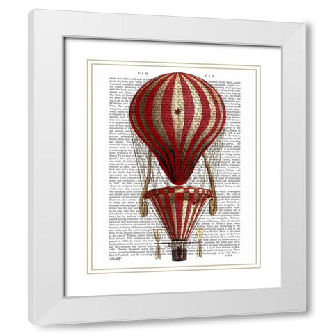Tiered Hot Air Balloon Print Red White Modern Wood Framed Art Print with Double Matting by Fab Funky