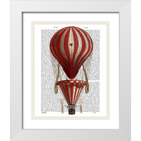 Tiered Hot Air Balloon Print Red White Modern Wood Framed Art Print with Double Matting by Fab Funky