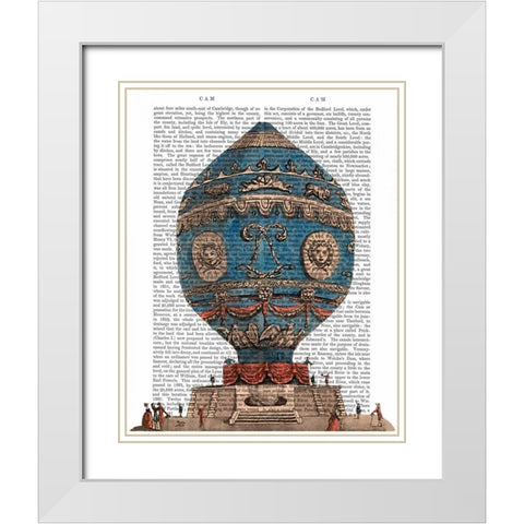 Montgolfier Aerostatique Hot Air Balloon White Modern Wood Framed Art Print with Double Matting by Fab Funky