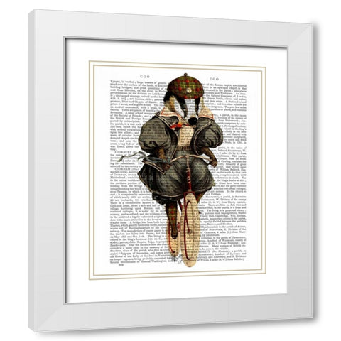 Badger on Vintage Bicycle White Modern Wood Framed Art Print with Double Matting by Fab Funky