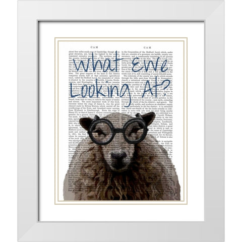 What Ewe Looking At White Modern Wood Framed Art Print with Double Matting by Fab Funky
