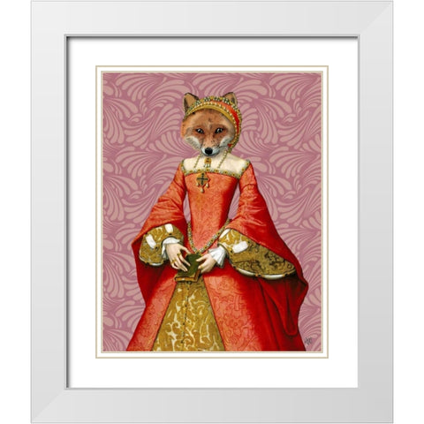 Fox Queen White Modern Wood Framed Art Print with Double Matting by Fab Funky