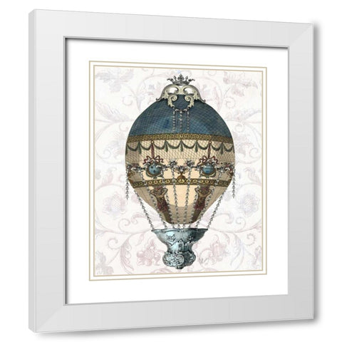 Baroque Balloon Blue and Cream White Modern Wood Framed Art Print with Double Matting by Fab Funky