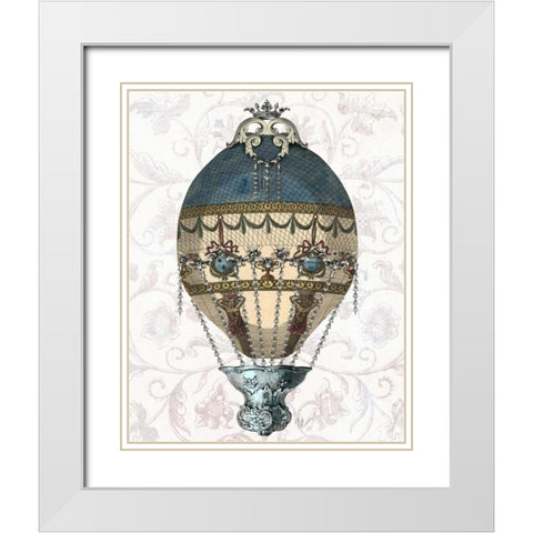 Baroque Balloon Blue and Cream White Modern Wood Framed Art Print with Double Matting by Fab Funky