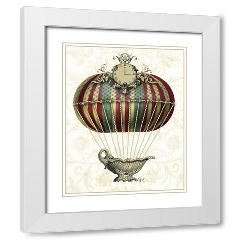 Baroque Balloon with Clock White Modern Wood Framed Art Print with Double Matting by Fab Funky