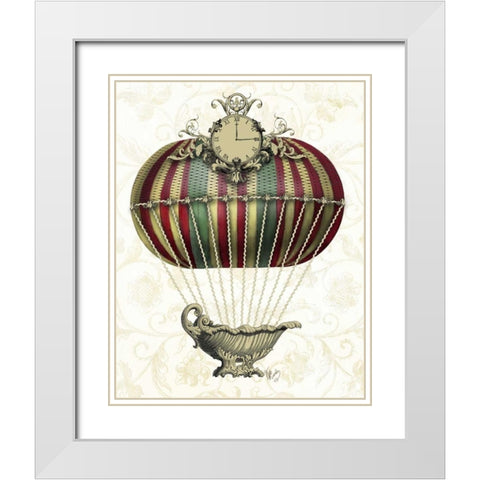Baroque Balloon with Clock White Modern Wood Framed Art Print with Double Matting by Fab Funky